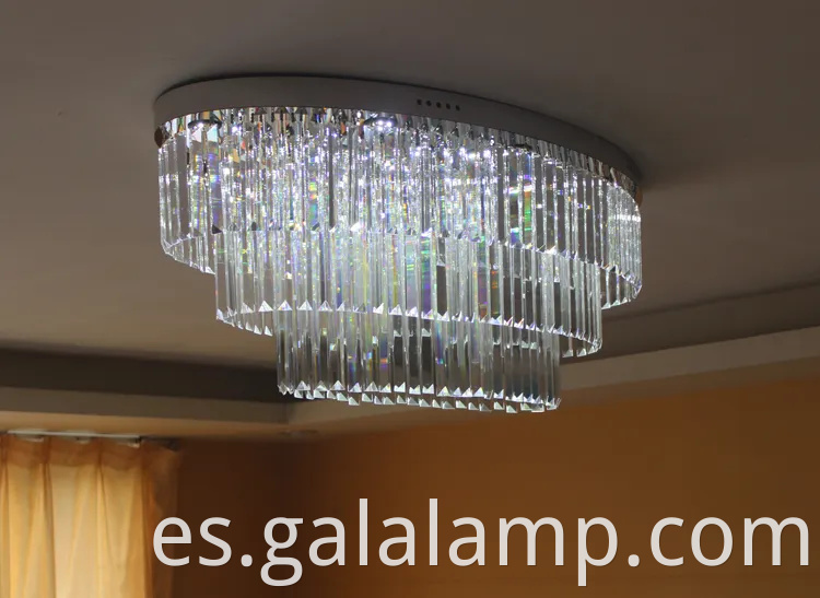 Lámpara de cristal de techo ovalado, lámpara de doble capa de la sala de estar